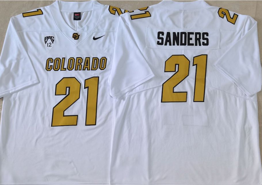 Men Colorado Buffaloes #21 Sanders White 2025 Nike Limited NCAA Jersey style 1